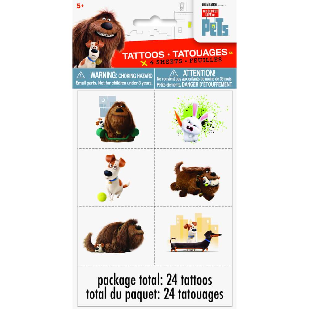 Secret Life of Pets Color Tattoo Sheets, 4ct 