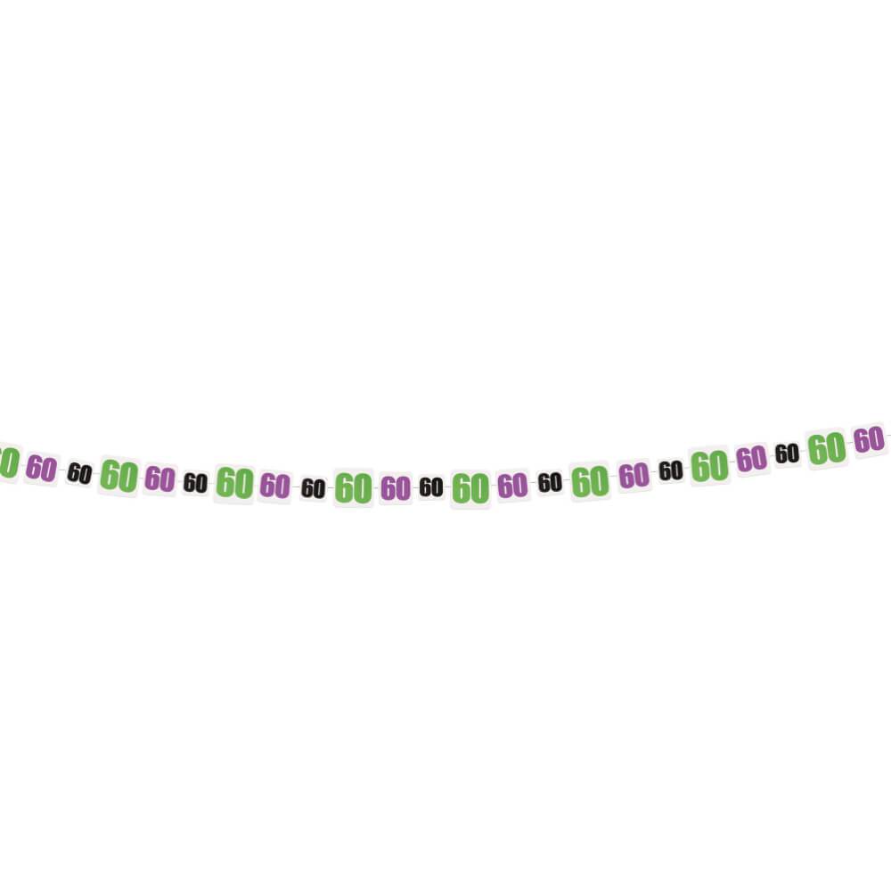 Paper Garland 9ft, Birthday Cheer Number 60 