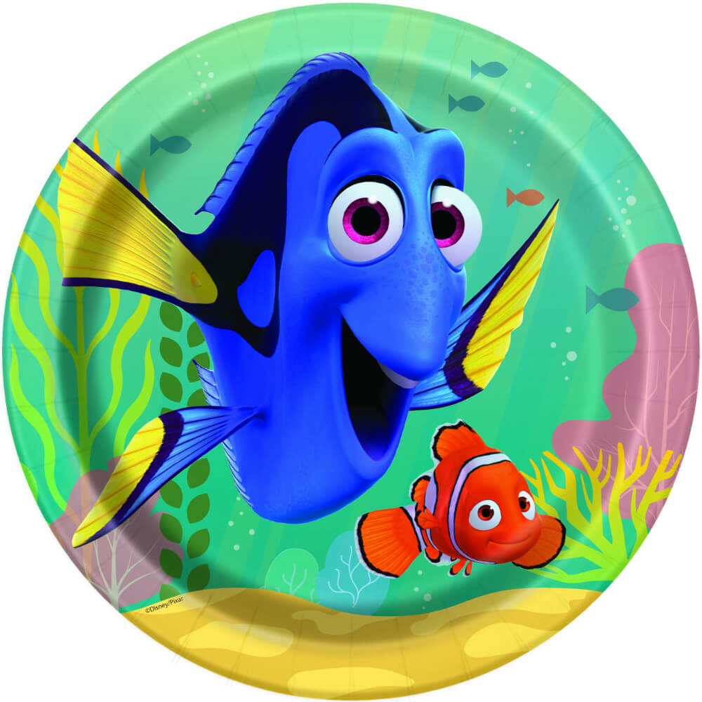 Round Dinner Plates 9in 8ct, Finding Dory 