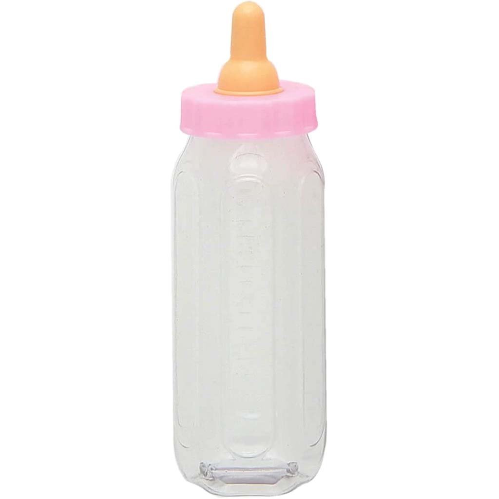 Baby Bottle Favor 5in 2ct, Pink Fillable 