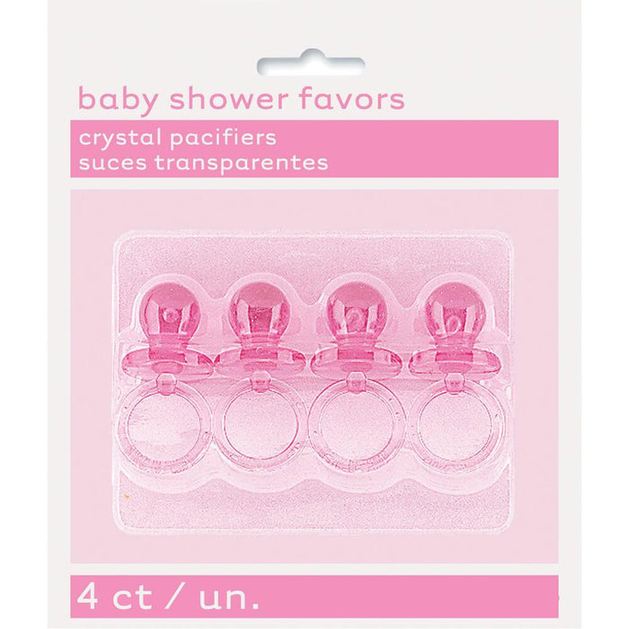 Favors 2in 4ct, Pink Crystal Pacifier 