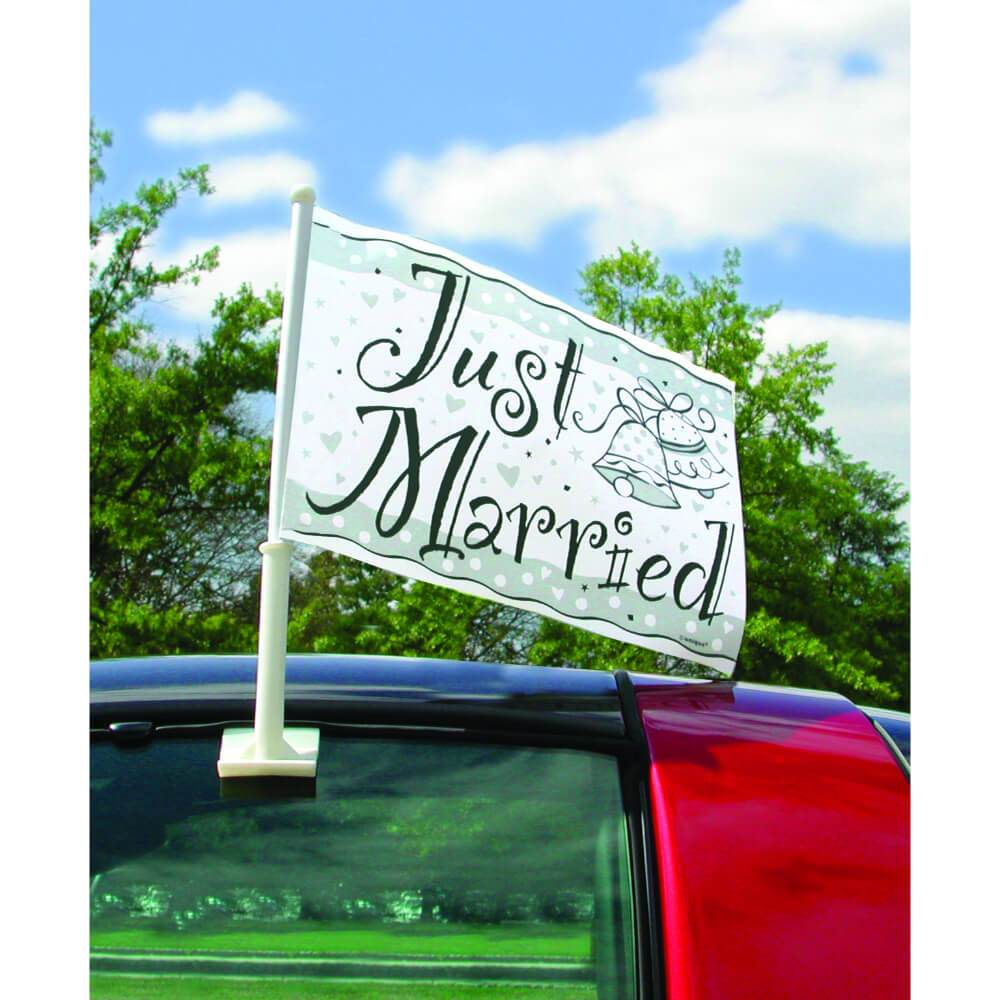 Car Flag 15in, Just Married 