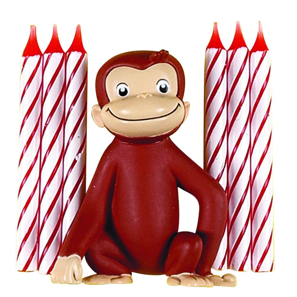 Cake Topper with 6 Candles, Curious George 