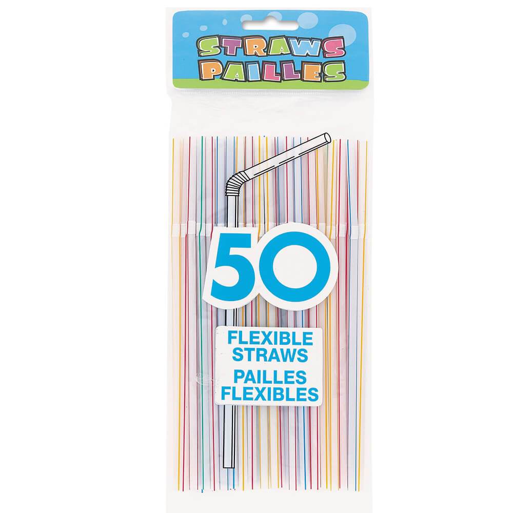 Flex Straws 50ct, Striped 