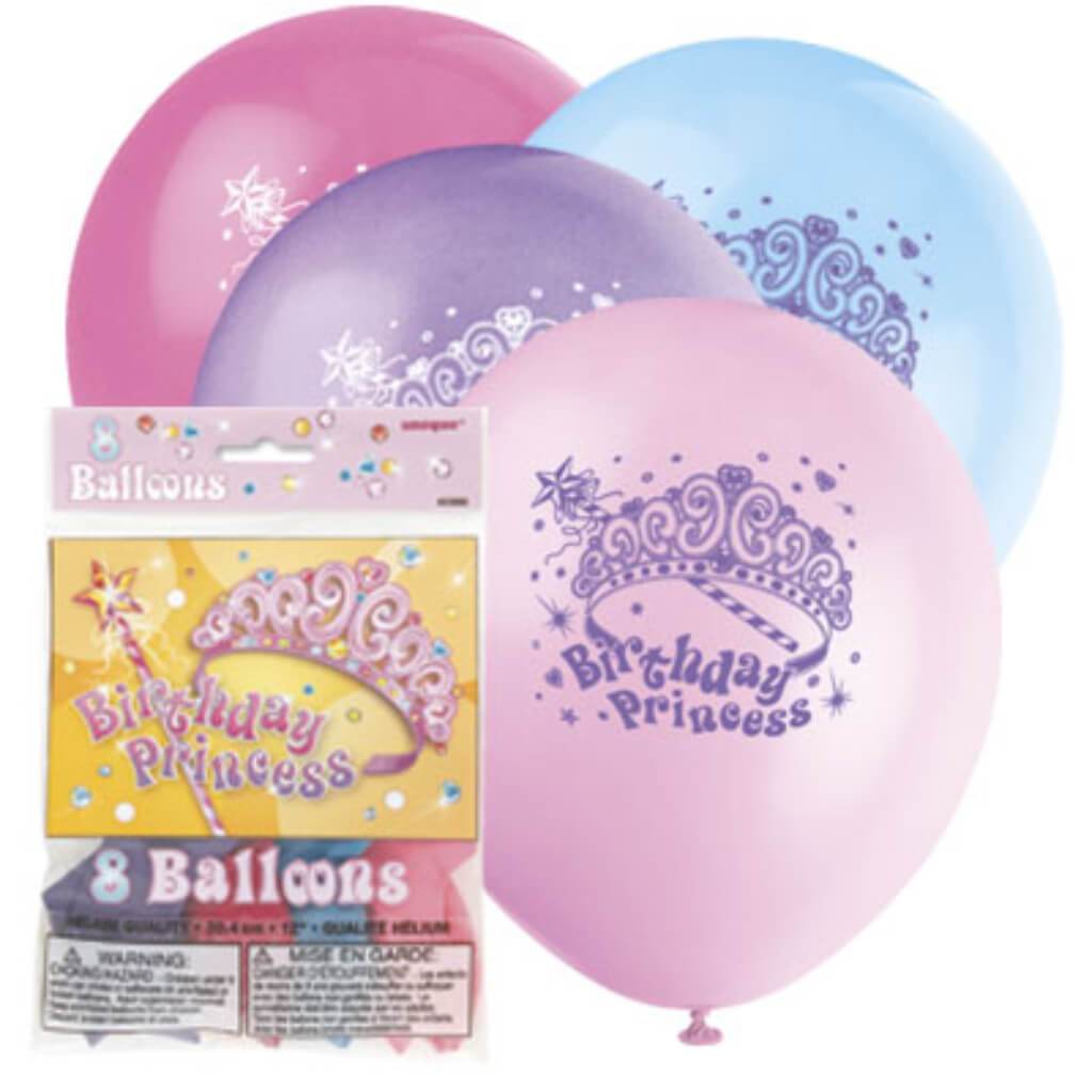 Latex Balloons 12in 8ct, Pretty Princess 