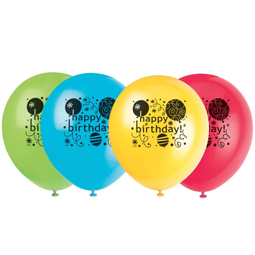 Latex Balloons 12in 8ct, Breezy Birthday 