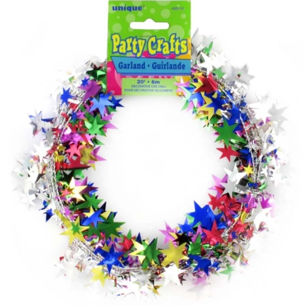 Wire Garland 20ft, Multi Color Star 