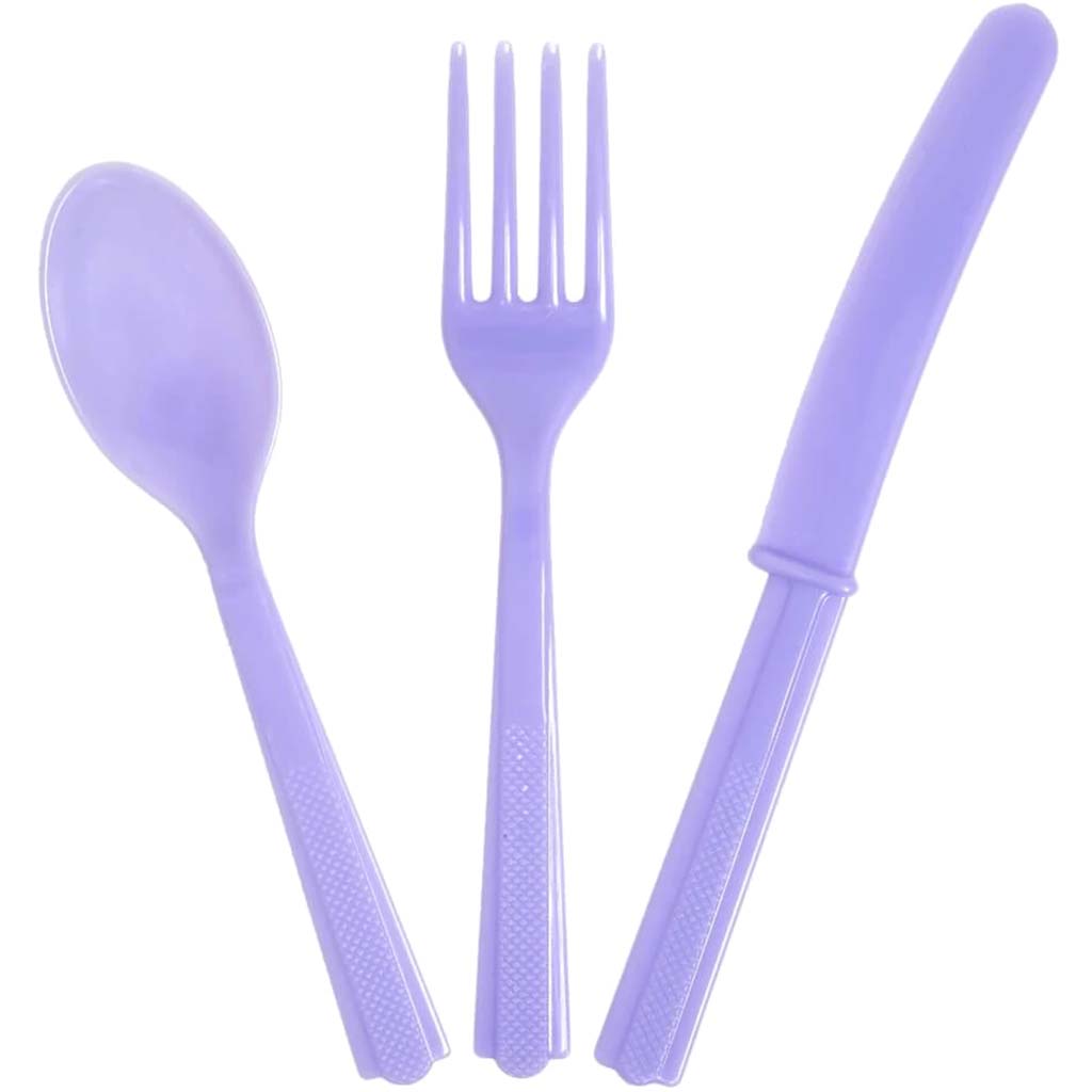 Assorted Plastic Cutlery 18ct, Lavender Solid 