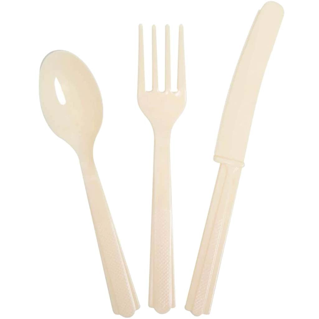 Assorted Plastic Cutlery 18ct, Ivory Solid 