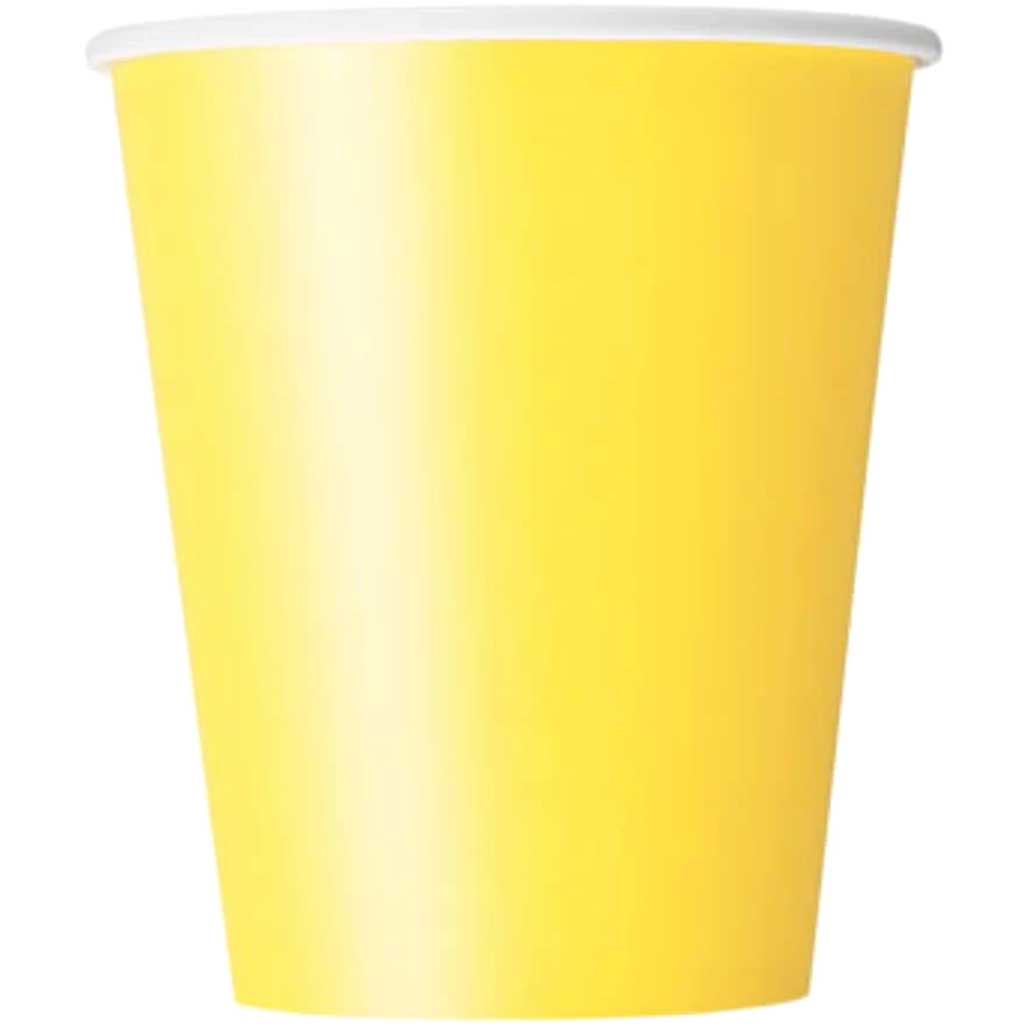 Soft Yellow Solid 9oz Paper Cups, 8ct 