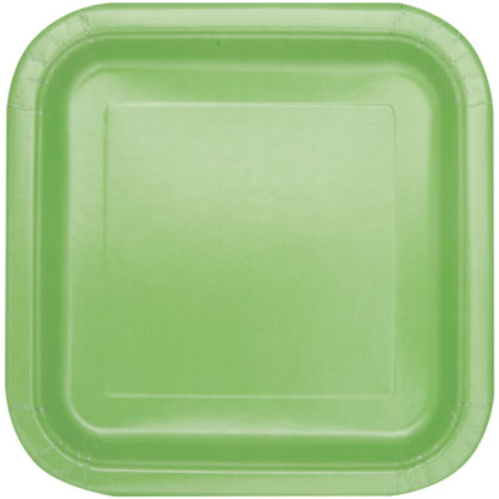 Apple Green Solid Square Dinner Plates 9in 14ct 