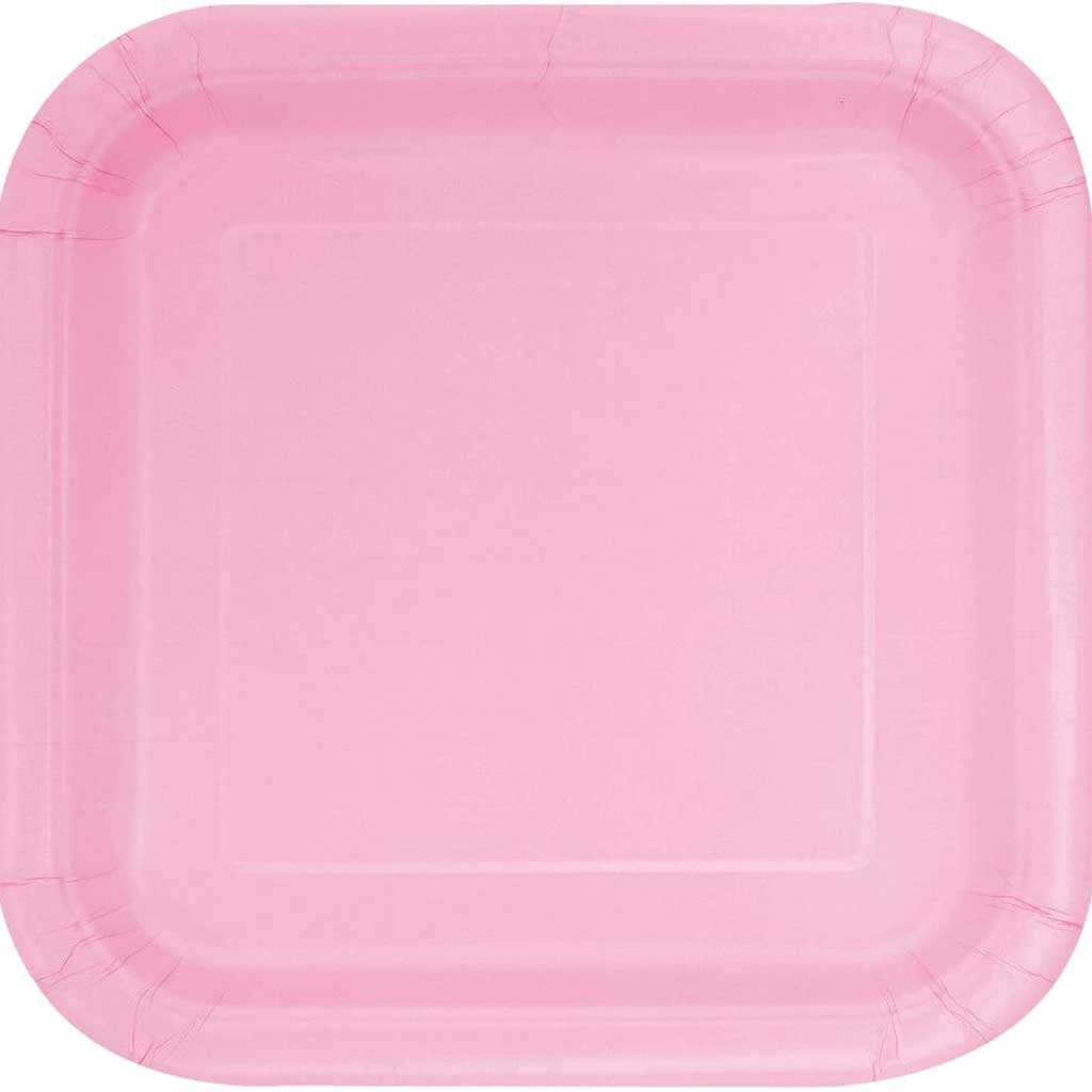 Square Dinner Plates 9in 14ct, Lovely Pink Solid 