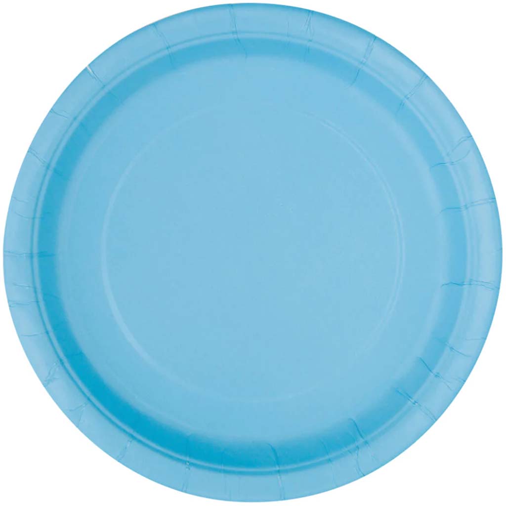 Round Dessert Plates 7in 8ct, Powder Blue Solid 