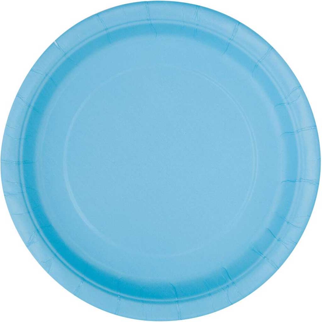 Round Dinner Plates 9in 8ct, Powder Blue Solid 