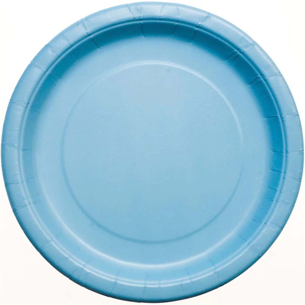 Round Dinner Plates 9in 16ct, Powder Blue Solid 