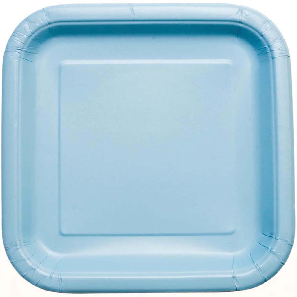 Square Dinner Plates 9in 14ct, Powder Blue Solid 