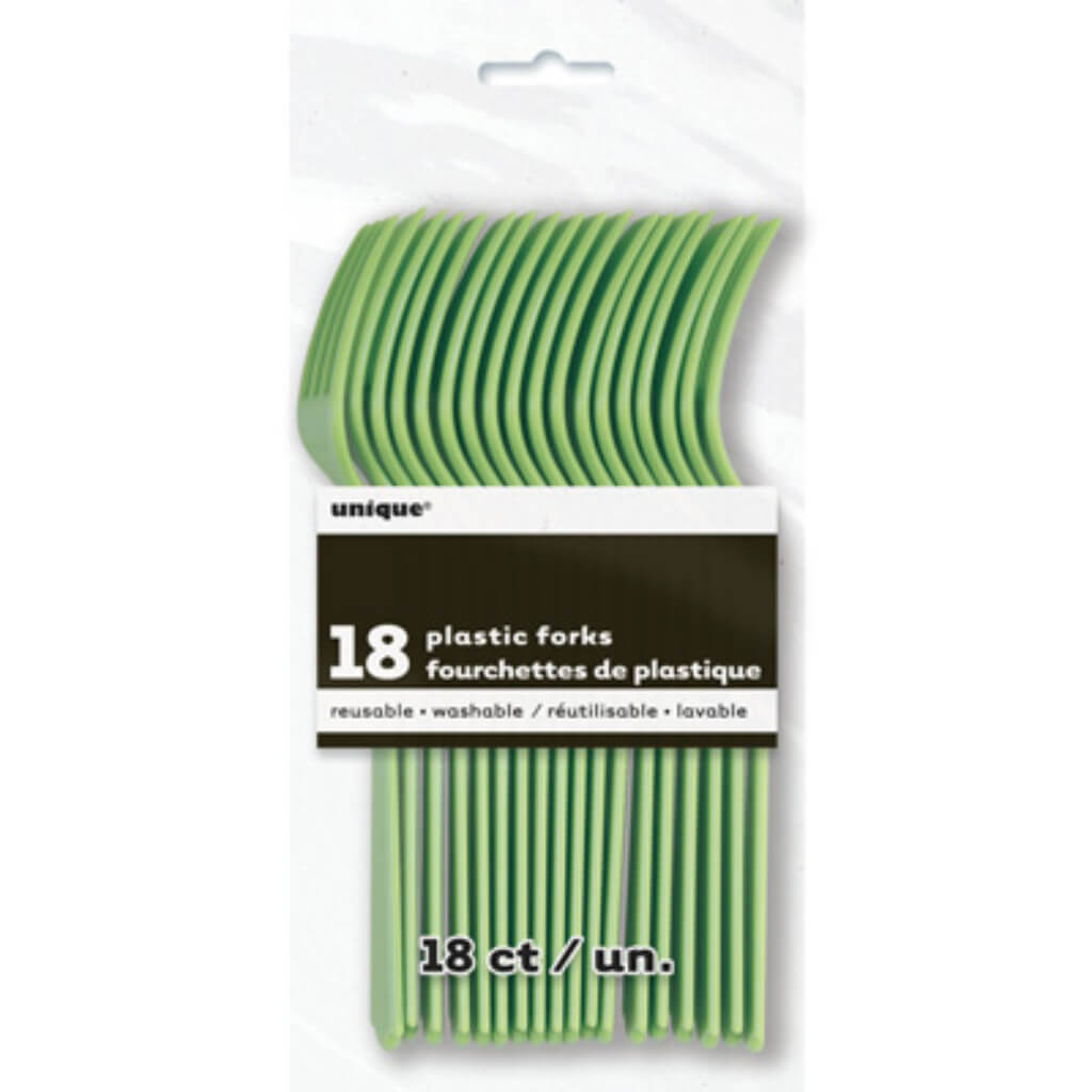 Apple Green Solid Plastic Forks 18ct, 