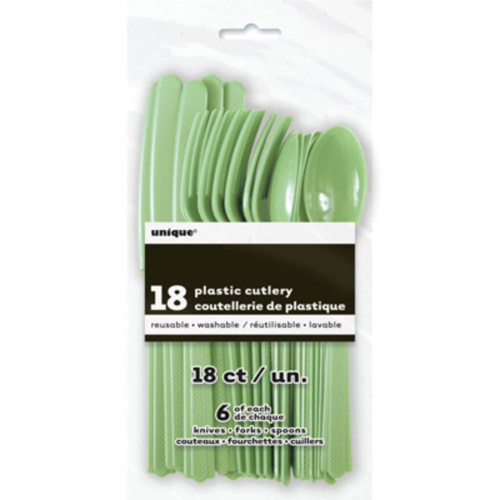 Apple Green Solid Assorted Plastic Cutlery 18ct, 