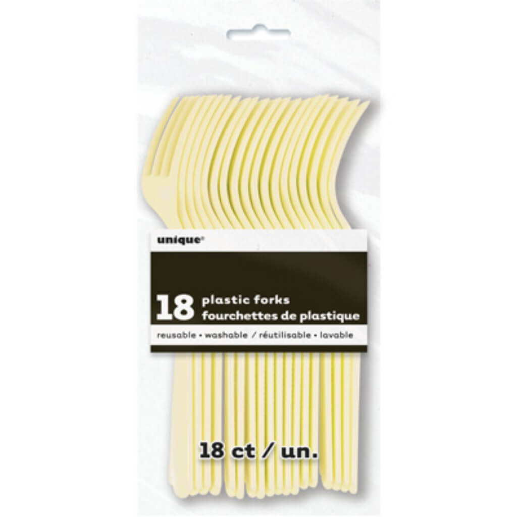 Plastic Forks 18ct, Ivory Solid 