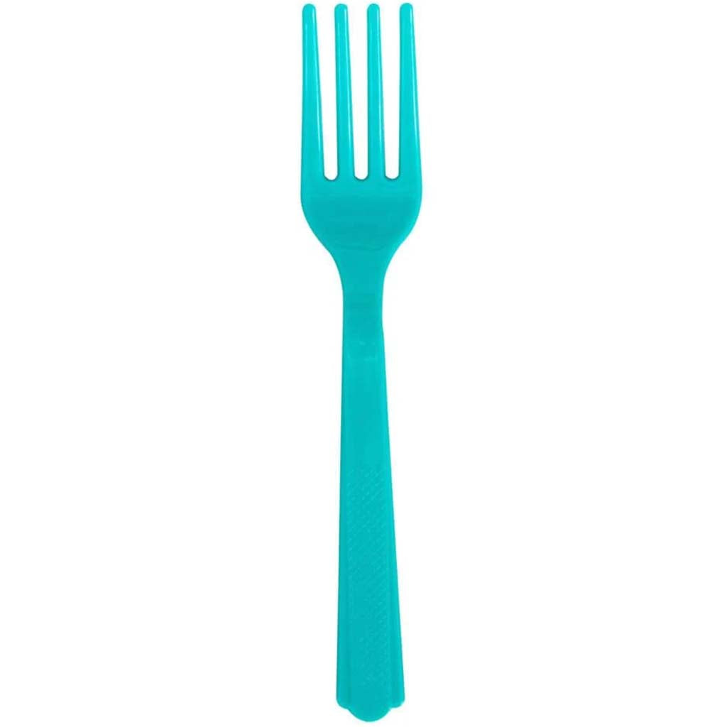 Plastic Forks 18ct, Caribbean Teal Solid 