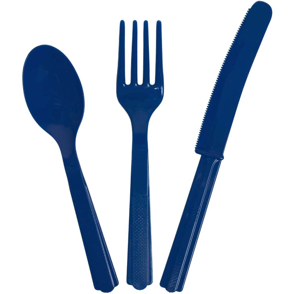 Assorted Plastic Cutlery 18ct, True Navy Blue Solid 