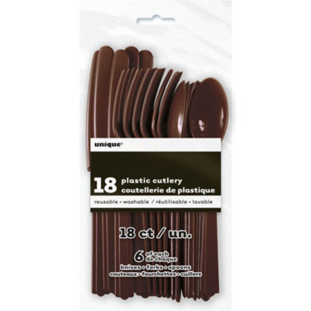 Plastic Forks 18ct, Brown Solid 