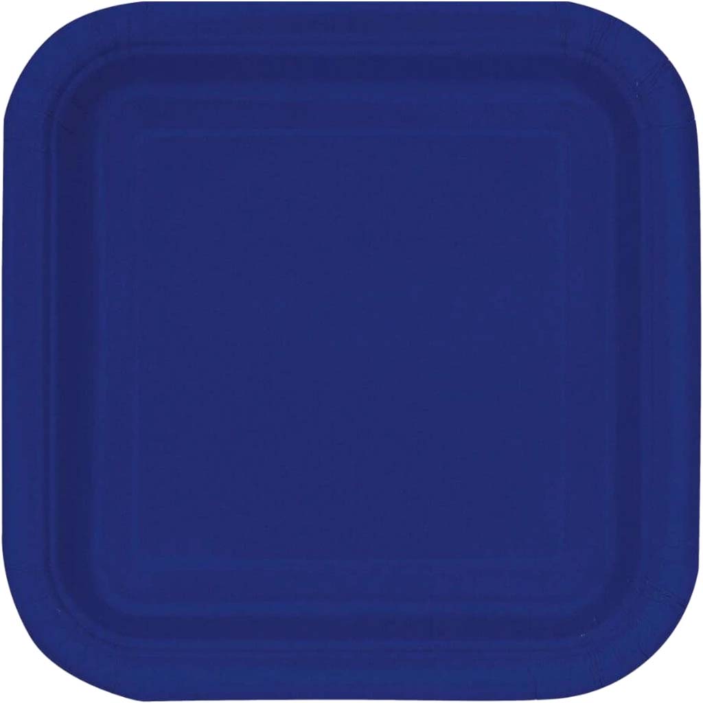 True Navy Blue Solid Square Dessert Plates 7in 16ct 