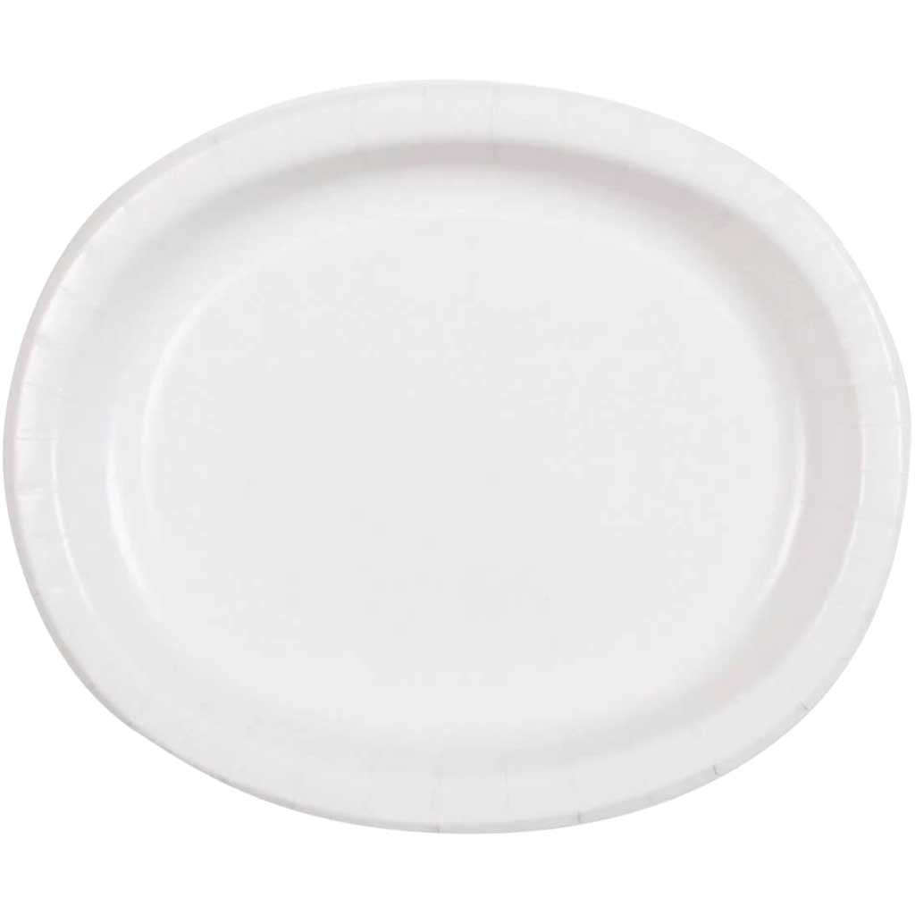 Solid Oval Plates 8ct, White 