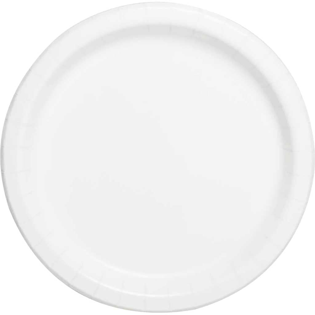 Round Dessert Plates 7in 8ct, Bright White Solid 