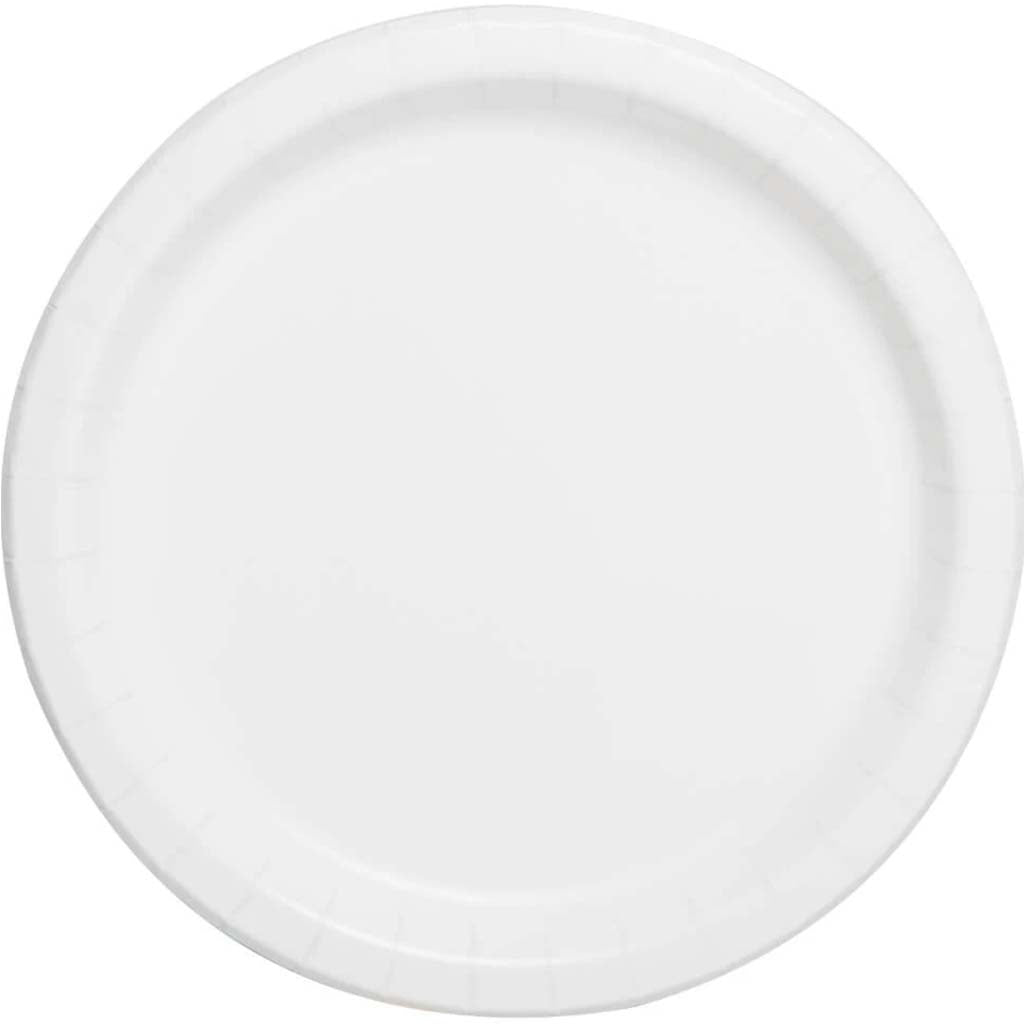 Bright White Solid Round Dessert Plates 7in, 20ct 