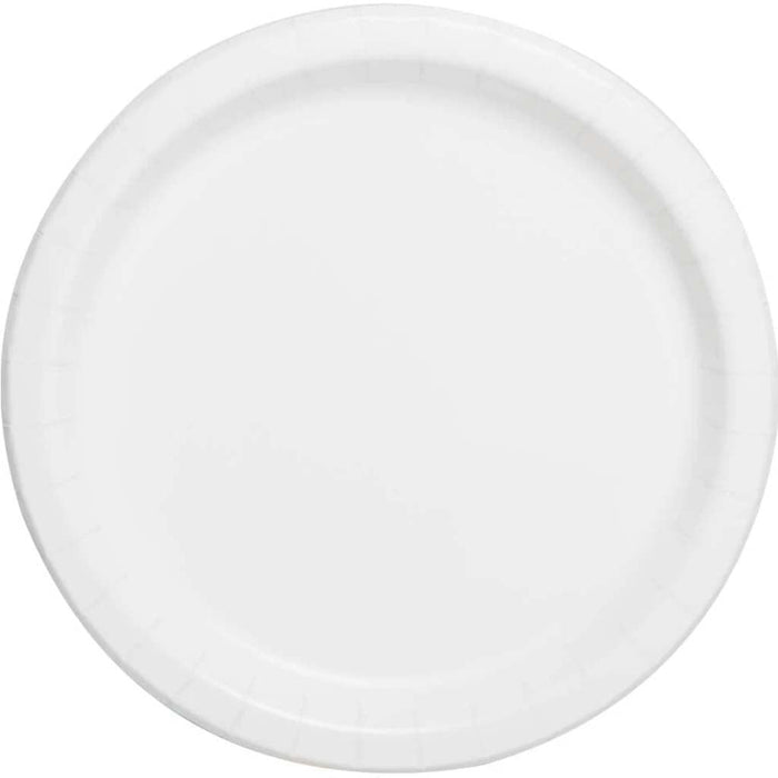 Bright White Solid Round Dessert Plates 7in, 20ct 
