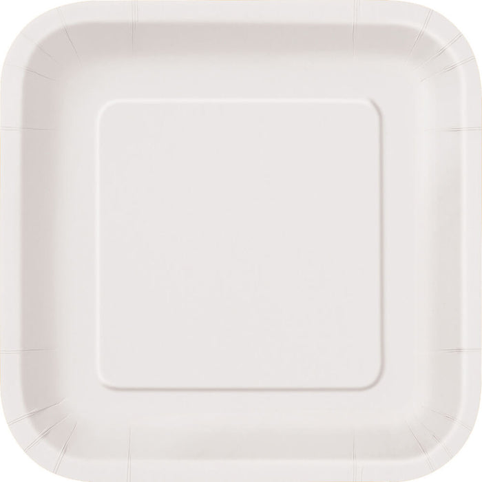 Square Dinner Plates 9in 14ct, White Solid 