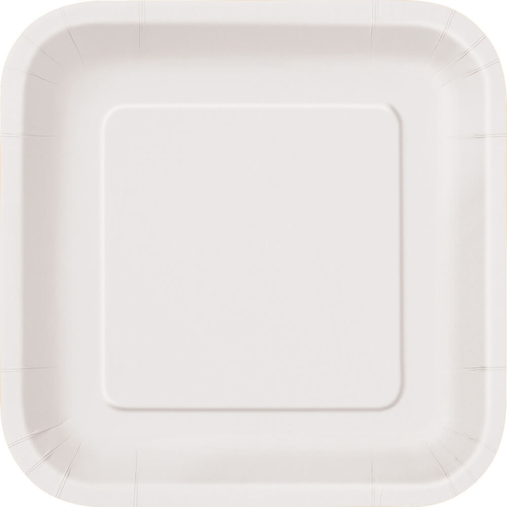 Bright White Solid Square Dessert Plates 7in 16ct, 