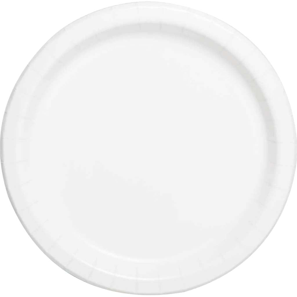 White Solid Round Dinner Plates 9in 16ct, 