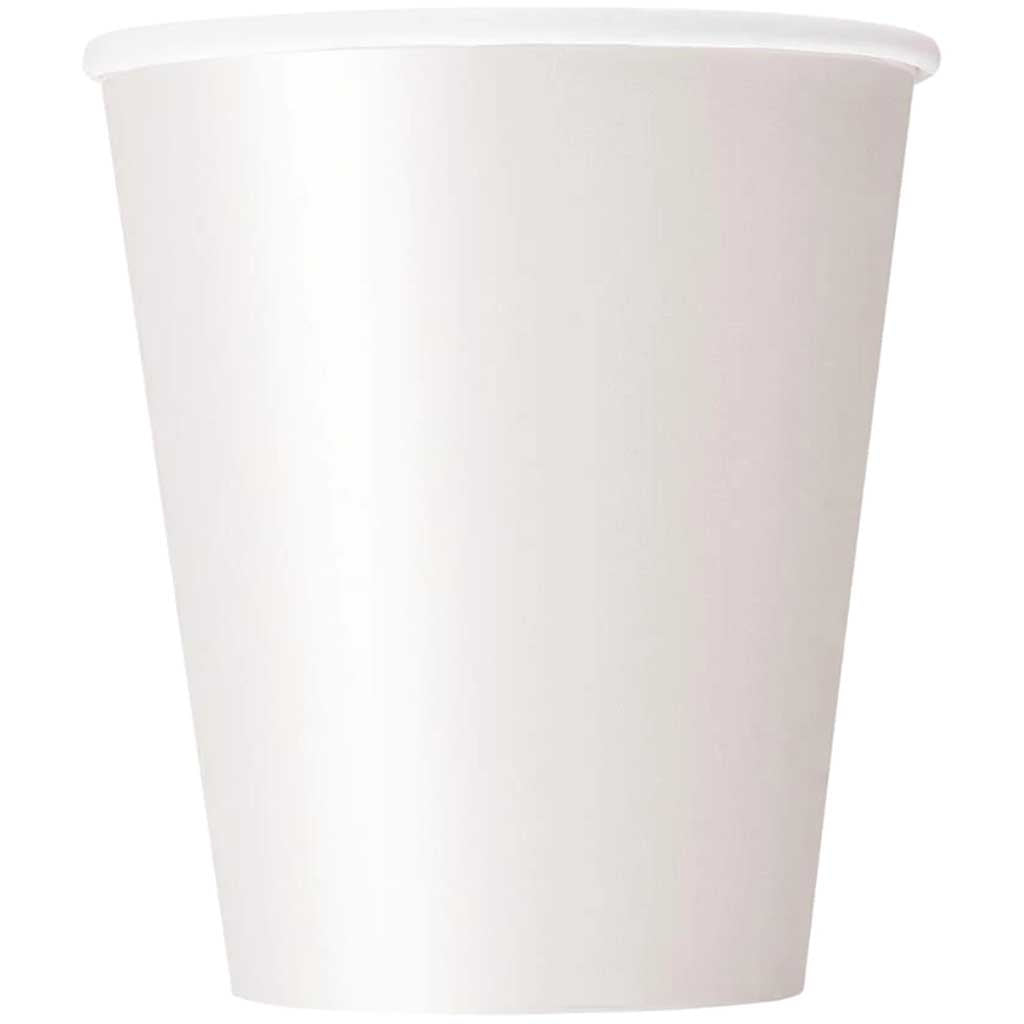 Bright White Solid 9oz Paper Cups, 8ct 