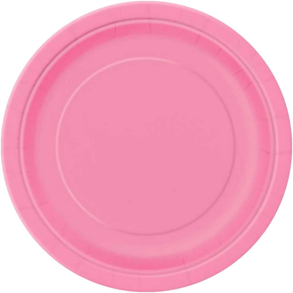 Round Dinner Plates 9in 16ct, Hot Pink Solid 