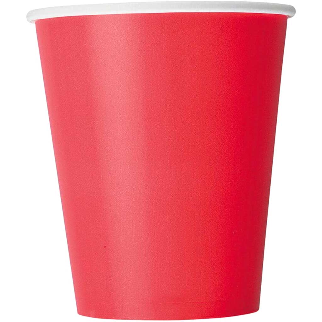 Ruby Red Solid 9oz Paper Cups, 8ct 