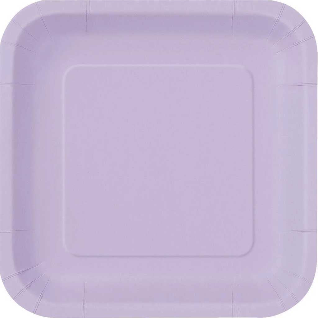 Square Dessert Plates 7in 16ct, Lavender Solid 