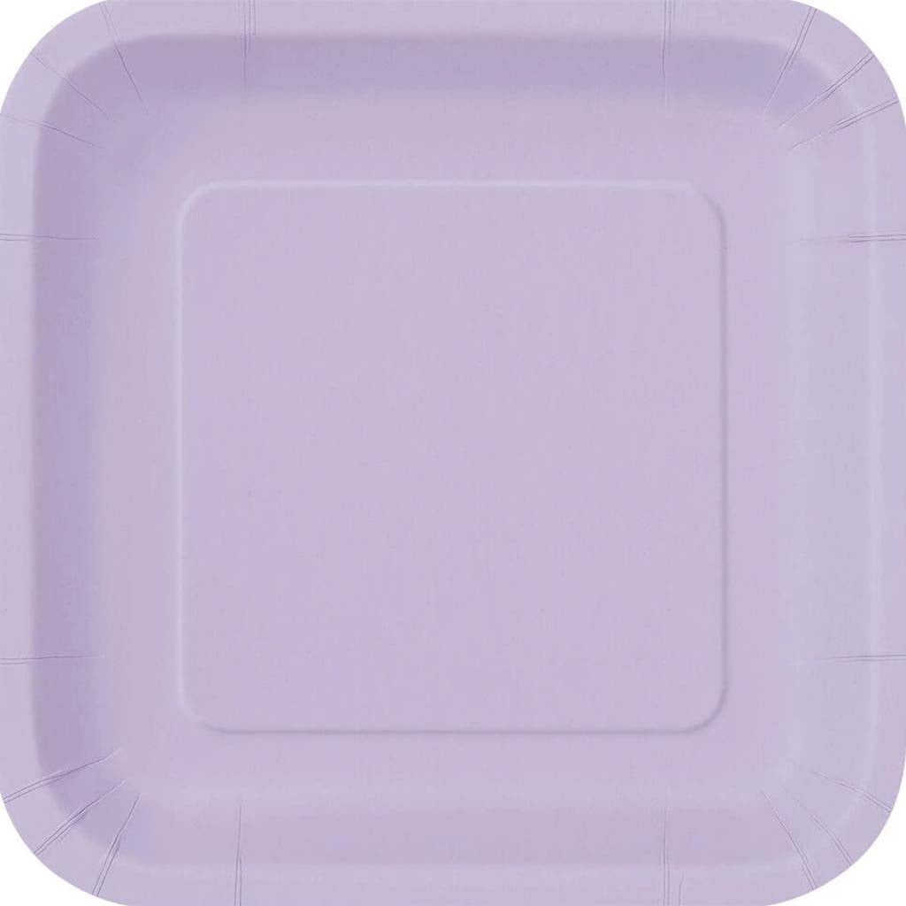 Square Dinner Plates 9in, 14ct, Lavender Solid 