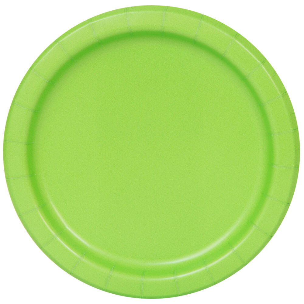 Lime Green Solid Round Dessert Plates 7in 8ct 