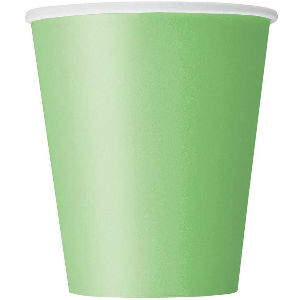 Lime Green Solid 9oz Paper Cups, 8ct 