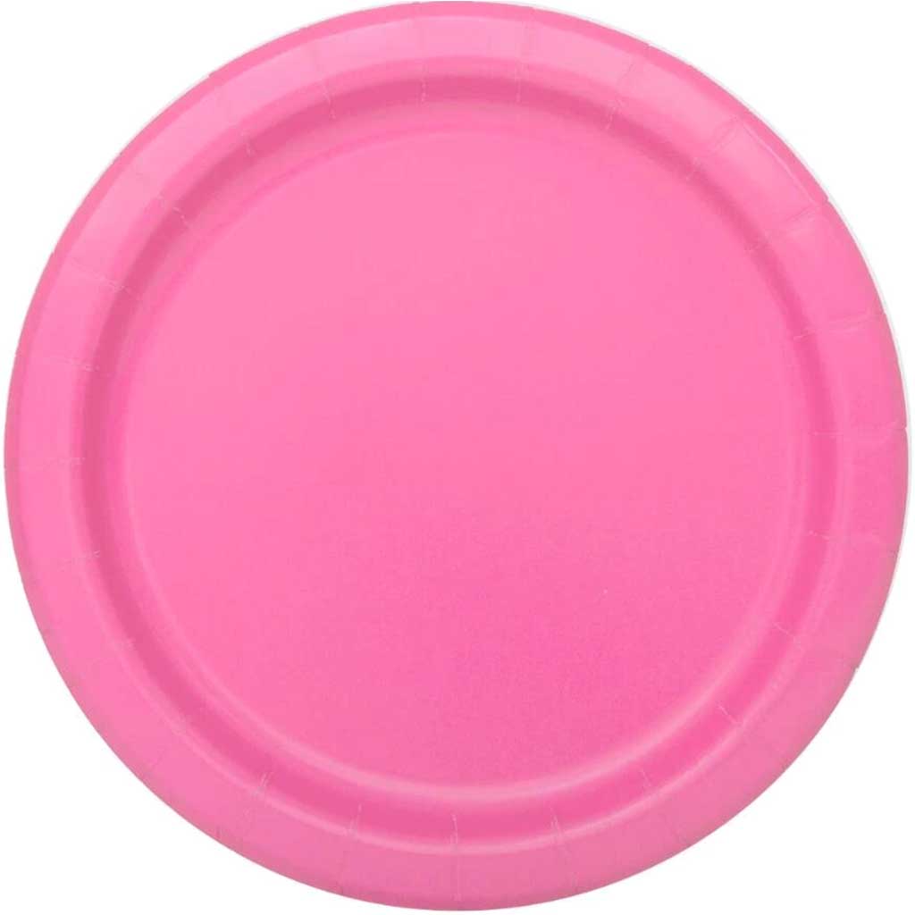 Round Dessert Plates 7in 8ct, Hot Pink Solid 