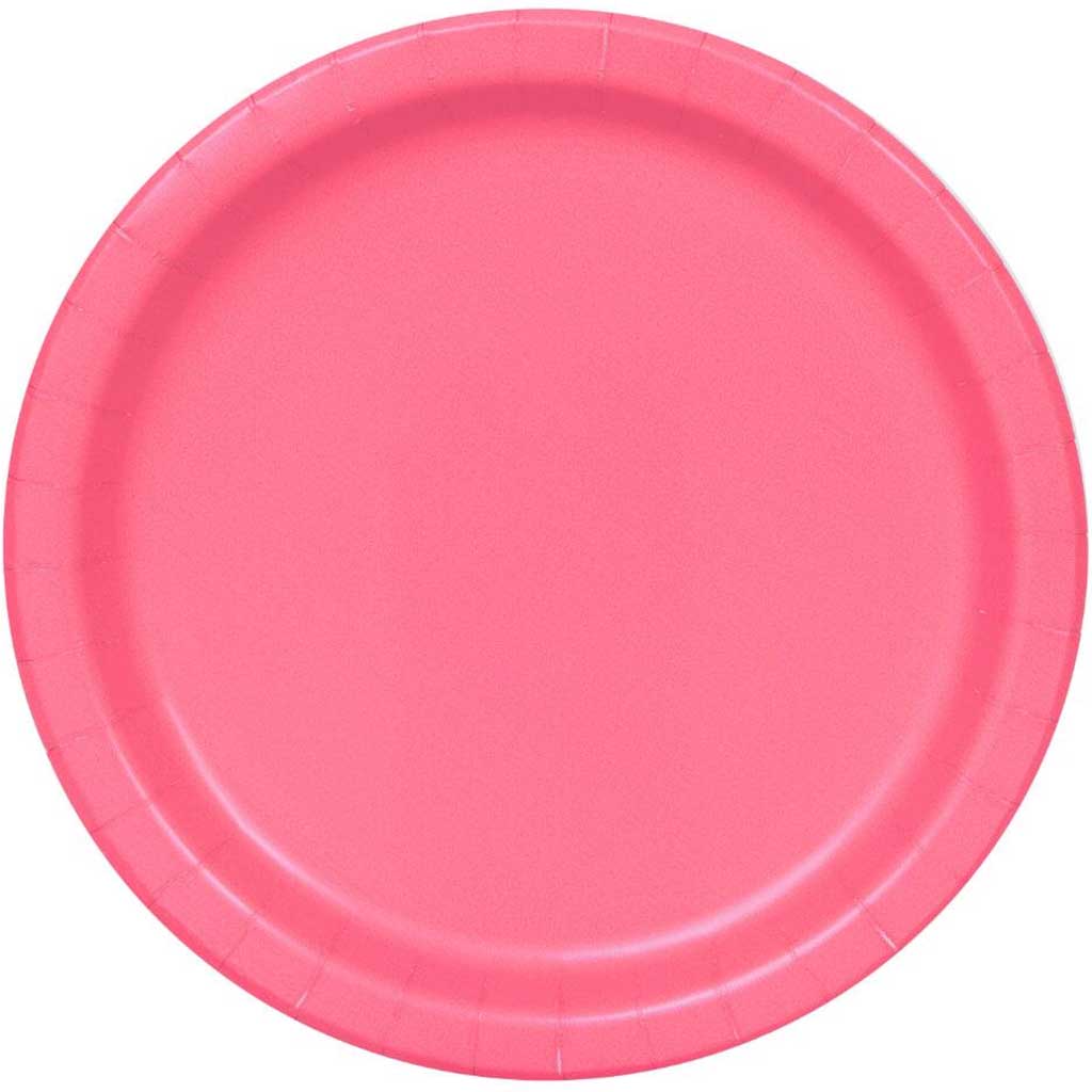 Round Dinner Plates 9in 8ct, Hot Pink Solid 