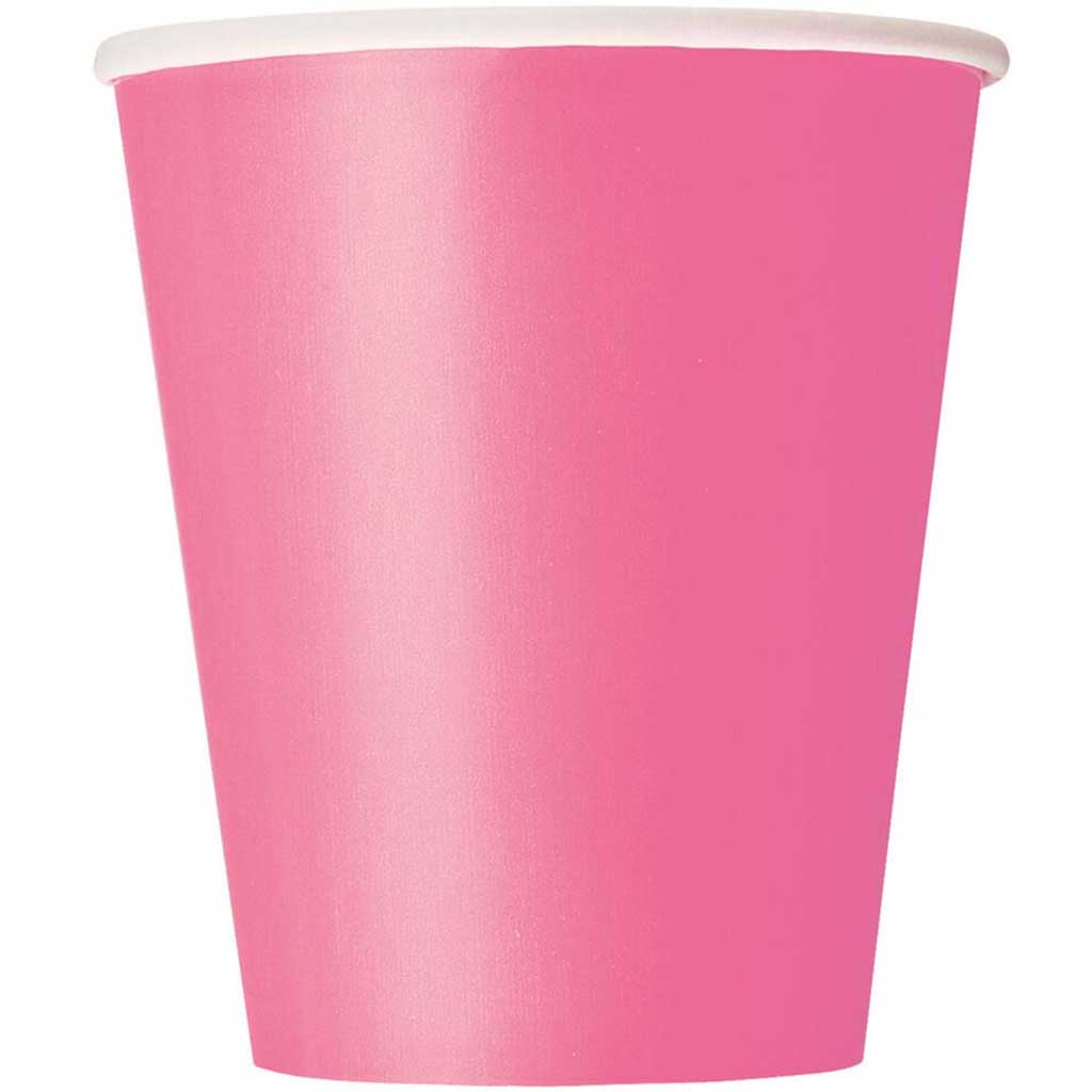 Hot Pink Solid 9oz Paper Cups, 8ct 