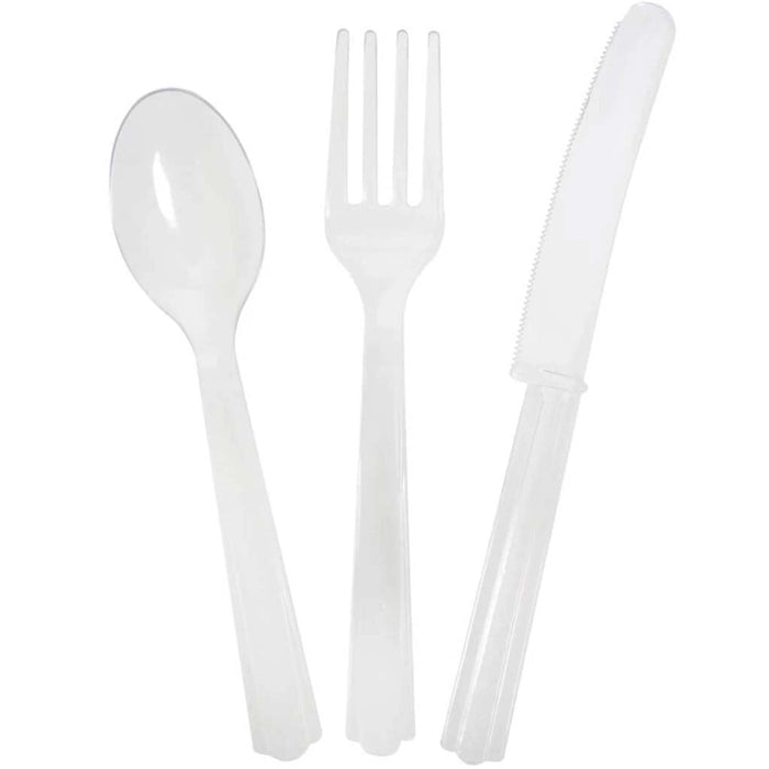 Assorted Plastic Cutlery Box 150pc, Clear 