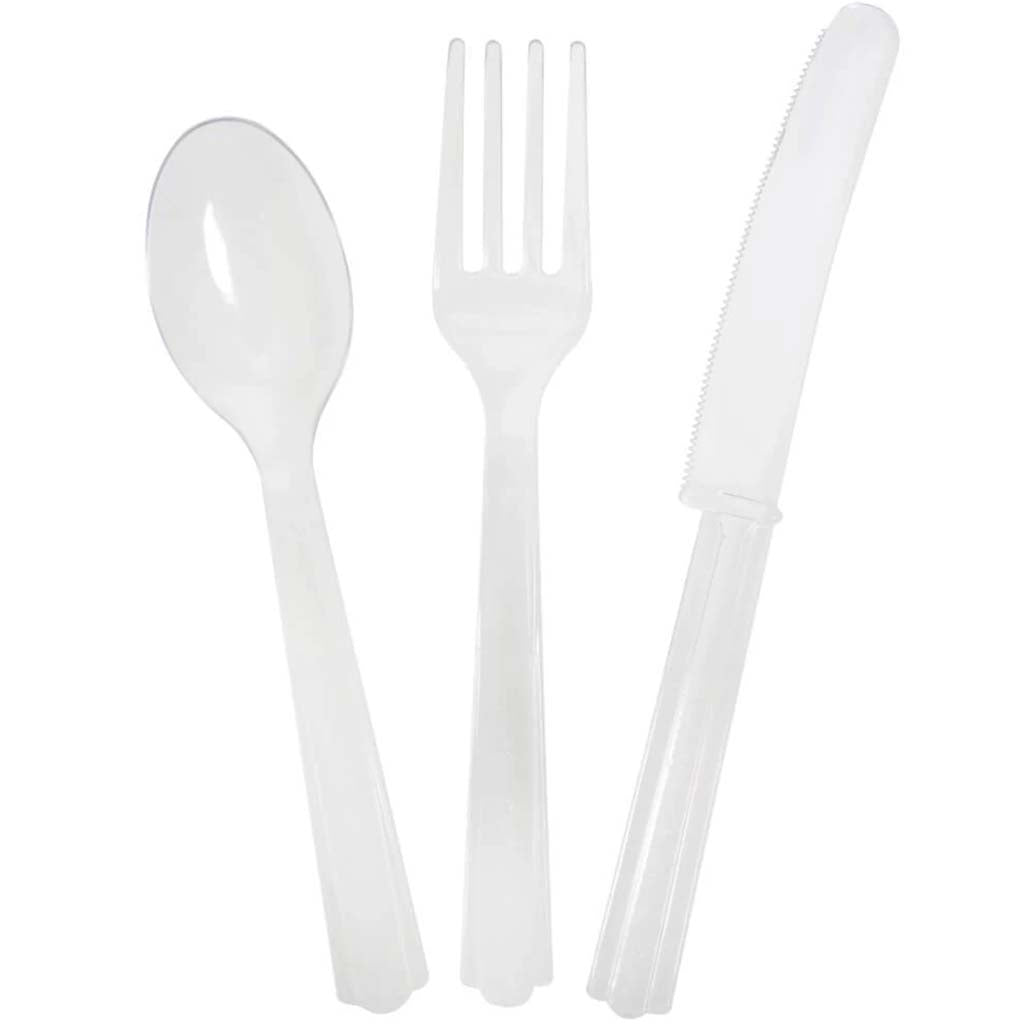 Assorted Plastic Cutlery Box 150pc, Clear 