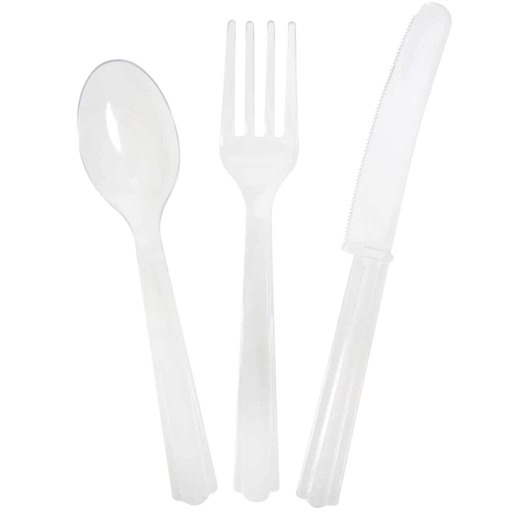 Assorted Plastic Cutlery Box 24pc, Clear 