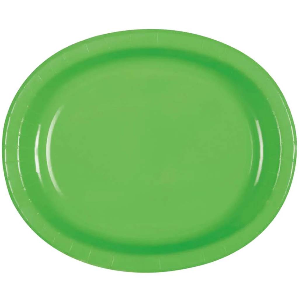 Lime Green Solid Oval Plates 8ct, 