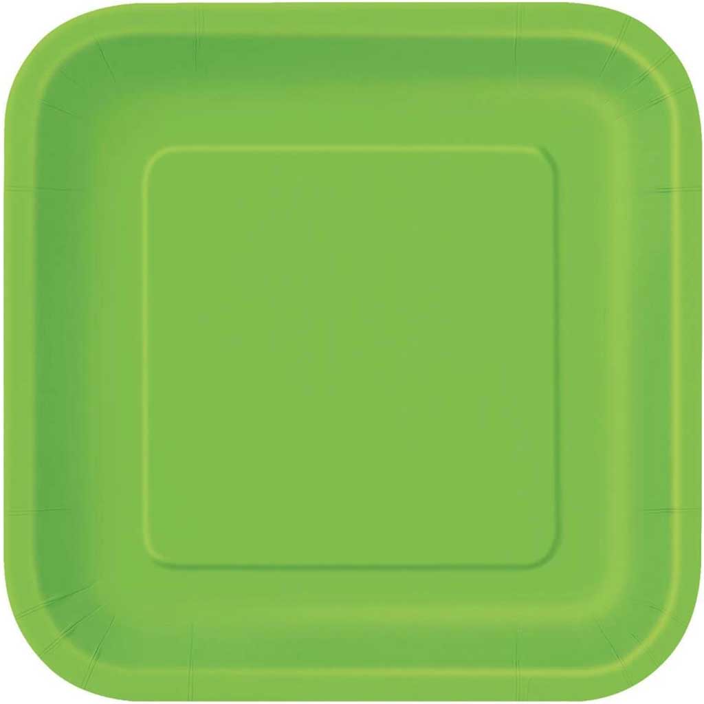 Lime Green Solid Square Dessert Plates 7in 16ct 