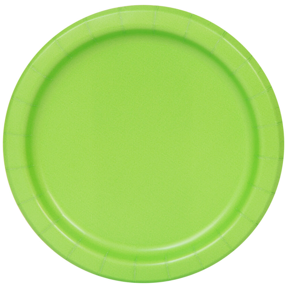 Lime Green Solid Round Dessert Plates 7in 20ct 